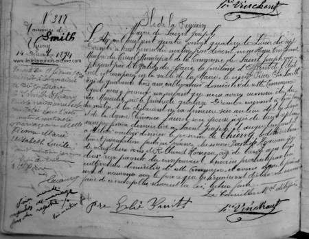 Acte de naissance 14 décembre 1894 Thierry Elie SMITH